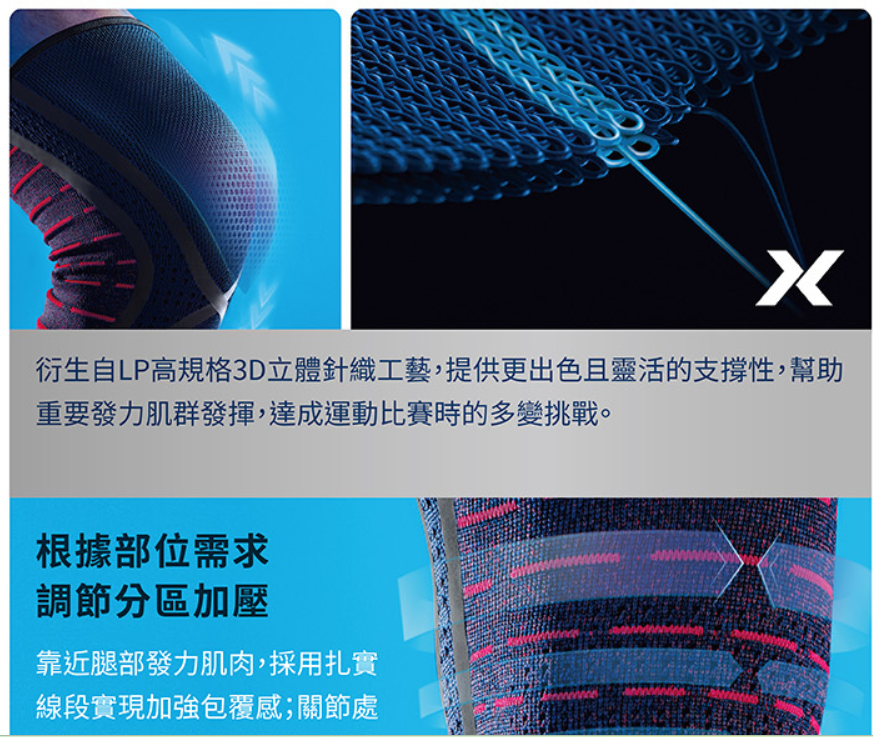 LP SUPPORT｜運動護具 G-B75XT X精準分級加壓高彈羽球膝護套：圖片 3
